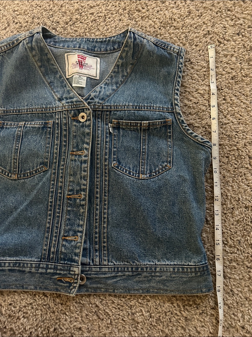 Vintage Levi’s Blue Denim Button-Front Vest - Picture 4 of 6